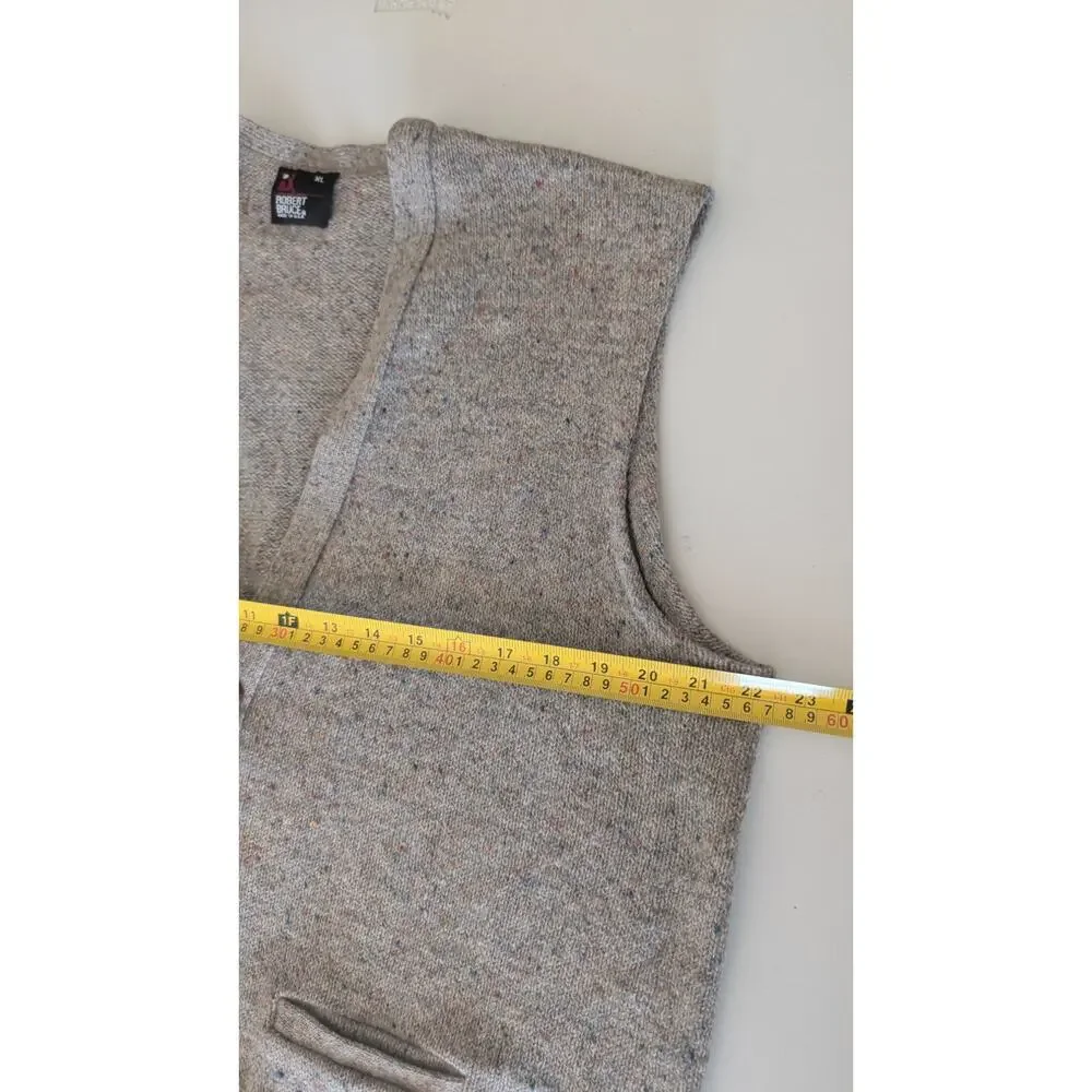 Vintage 90s Robert Bruce Gray Speckled Sweater Vest retro grandpa academia twee